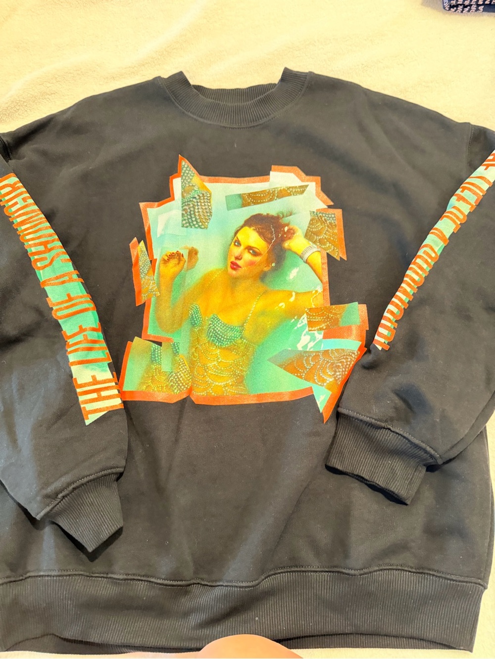 Taylor Swift Black Crewneck Sweater life of a showgirl